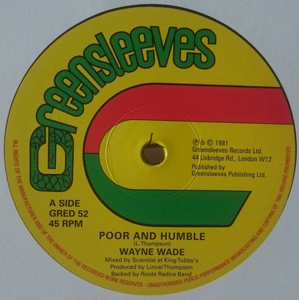Wayne Wade / Bunny Lie Lie ‎– Poor And Humble / Babylonians